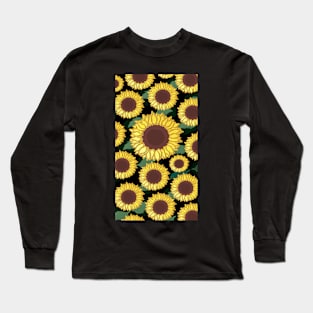 SUNFLOWER GREEN LEAF BLACK BACKGROUND PHONE CASES & MORE Long Sleeve T-Shirt